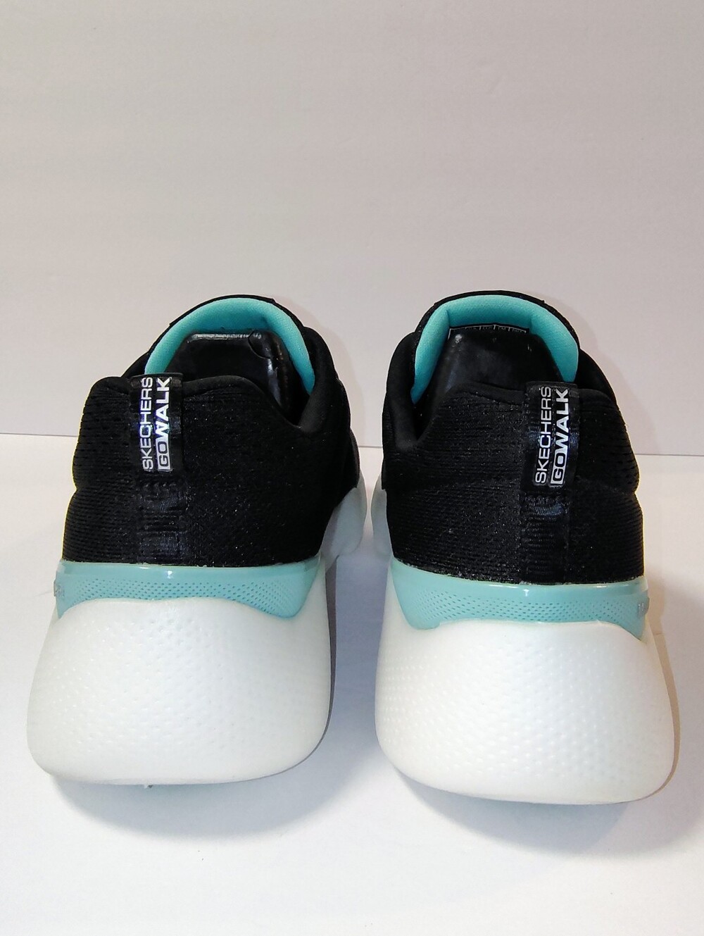 Skechers GOwalk Massage Fit Women's Lace-up Walking Sneakers Black/Turquoise 7 - Picture 8 of 12